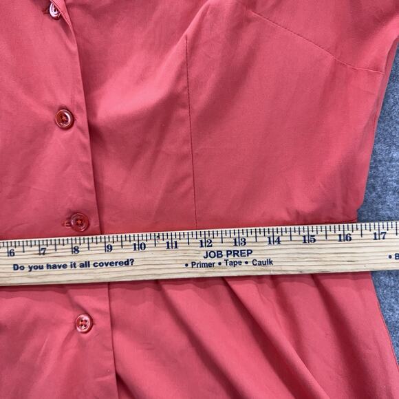 J. Peterman Long Sleeve 1947 Dress Size 12 Coral Red Cotton Flare Fit Retro - Picture 12 of 13